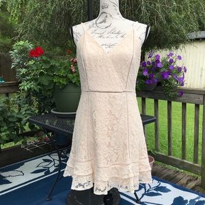 Lulus Sweet Like Candy Ivory Lace Mini Dress NWT L